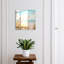 Decorative key box for wall, Opens to the right, 30x30x5, Black, A quiet shore with grass and the sea, 