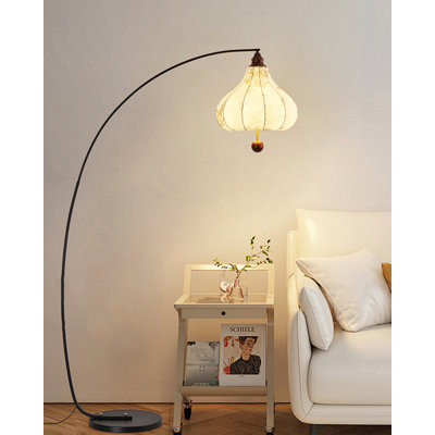 Medieval-style iron and fabric floor lamp