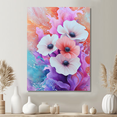 «Purple Dancing Symphony Of Anemone I» - coquelicots, décoration murale en métal