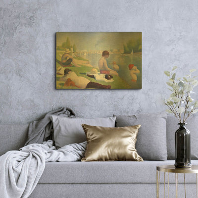 'Bathers At Asnieres' By Georges Seurat Gold Metal Wall Art, 16" x 12"