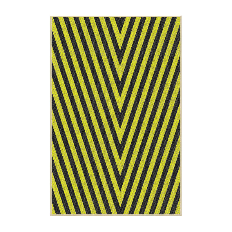Tapis noir à chevrons Kinneret, Rectangle 5 pi x 8 pi