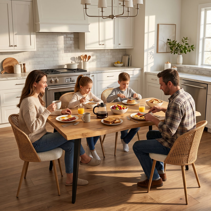 5-Piece Modern Dining Set – Space-Saving Extendable Table With 4 Upholstered Chairs, Beige/Natural, Natural