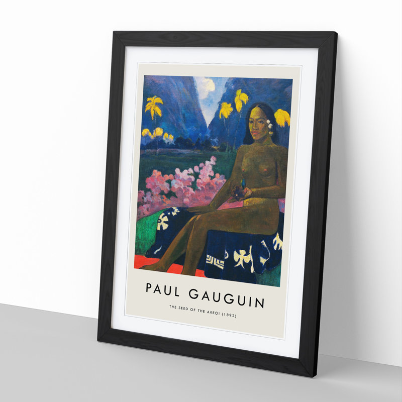 Seated Woman Vol.3 by Paul Gauguin - Picture Frame Painting, 36cm H x 27cm W x 2cm D, Black