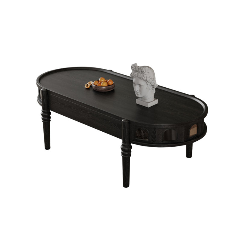 European Style Simple Casual Coffee Table Solid Wood Coffee Table, Black