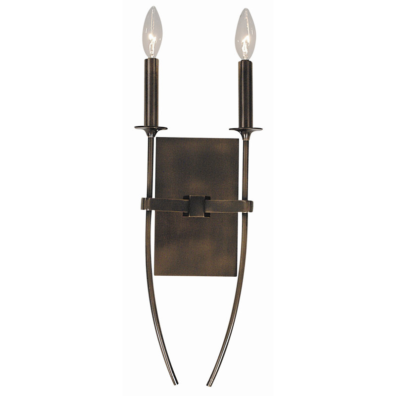 Applique murale bougie 2 lumières Hermila, Bronze romain