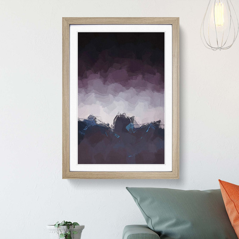 Dusky Mountains - Picture Frame Graphic Art Print, 65cm H x 48cm W x 2cm D, Oak Framed