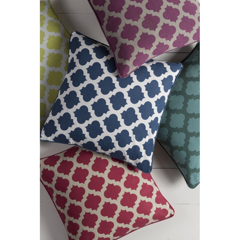  Cotton Down Feather Geometric Throw Pillow, 20" H x 20" W x 4" D, Cobalt, Polyester