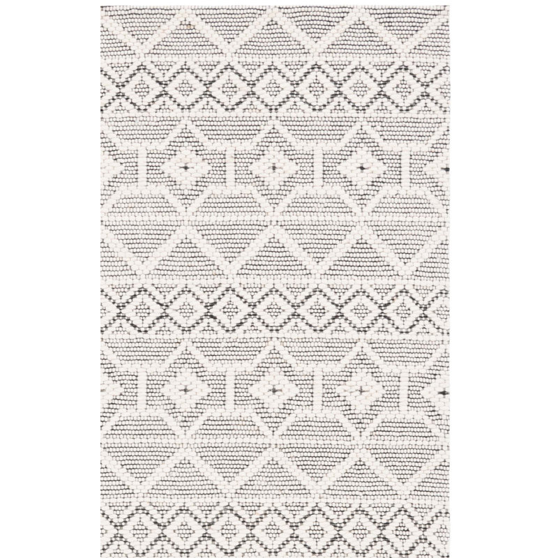Kennily a Handloomed Wool And Cotton Geometric Rug, Rectangle 4' x 6'
