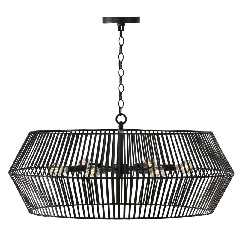 Lustre cage 6 lumières à intensité variable Kaiya, Noir