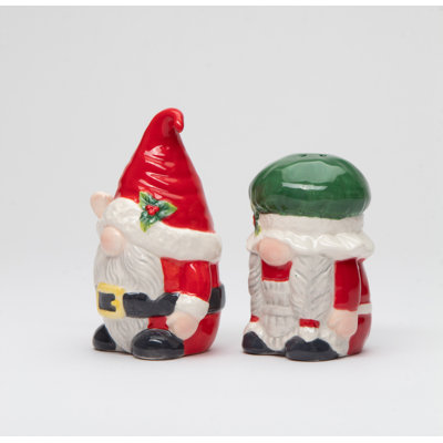 Ensemble de salière et poivrière Gnome Père Noël et madame Claus