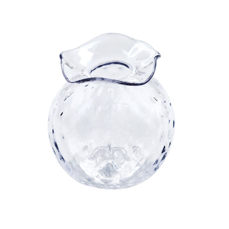 Handmade Glass Table Vase, 4.5" H x 4" W x 4" D, Clear