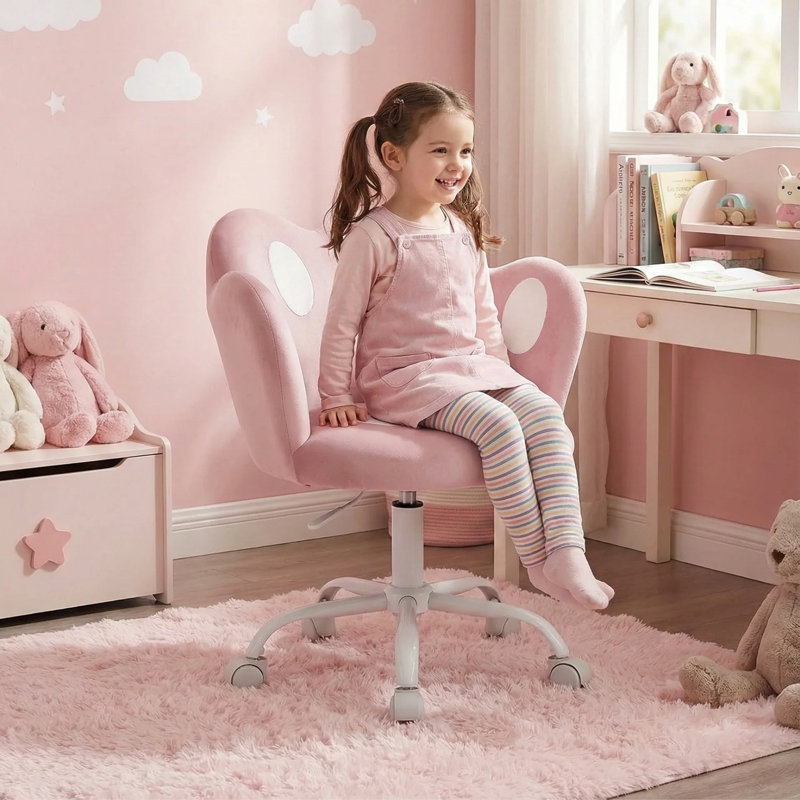 Fauteuil de coiffeuse pivotant Kids Kiki avec revêtement en velours ultra lisse