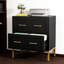 Élégante armoire à 2 tiroirs pour le flux de travail de bureau, différentes tailles de dossiers réglables, couleur blanche, accents dorés, système de verrouillage, fixation murale optionnelle, panneau de particules imperméable, facile à assembler-2101760052