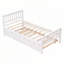 Lit simple avec lit gigogne, cadre de lit plateforme avec tête et pied de lit, pour petit espace de vie dans la chambre à coucher, aucun sommier nécessaire, blanc
