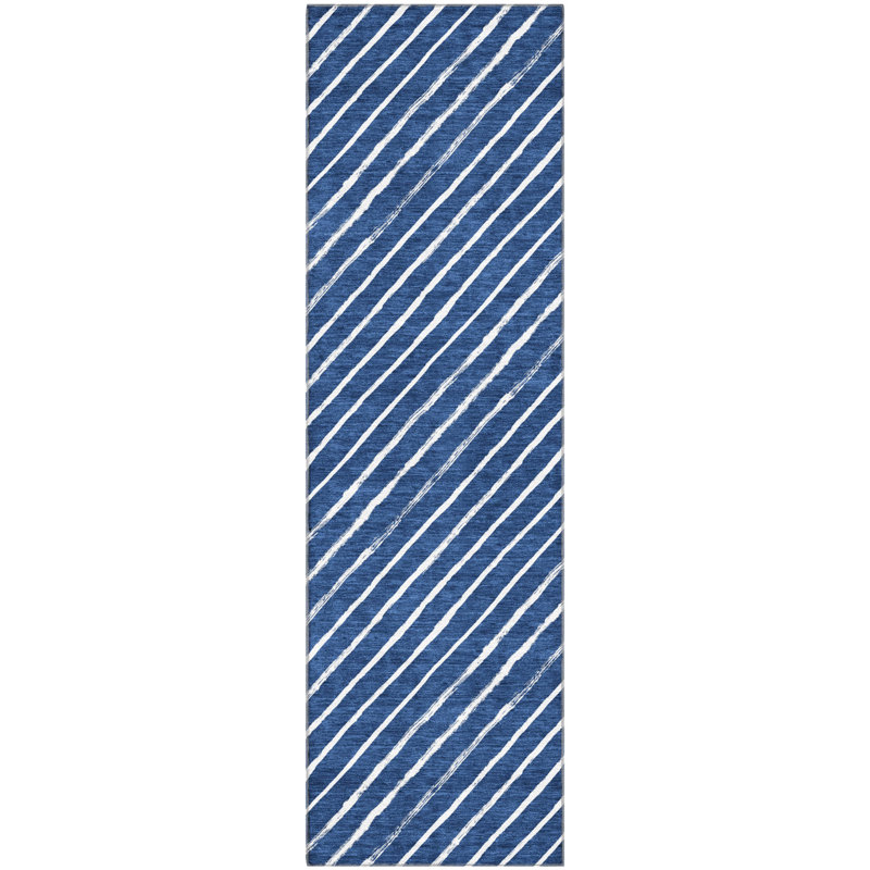Premium Machine Washable Dockside AMF1819 Striped Holiday Rug, Runner 2'3" x 7'6"