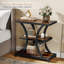 Ensemble de 2 tables de bout, table d'appoint étroite avec tablettes de rangement