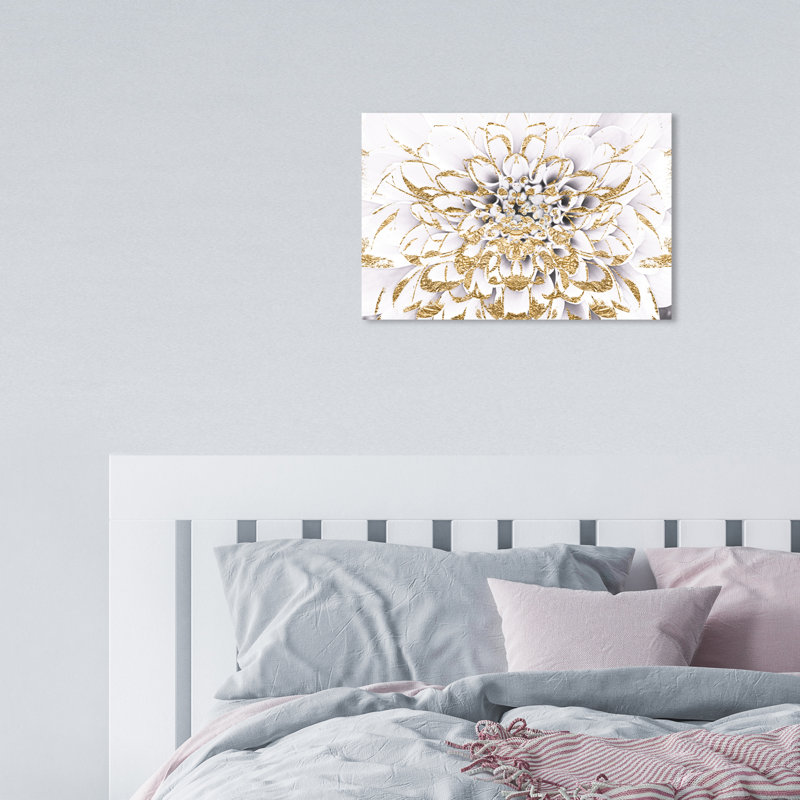 Impression sur toile tendue, "Floralia Blanc", 10" H x 15" W x 1,5" D, Toile, Pas de cadre
