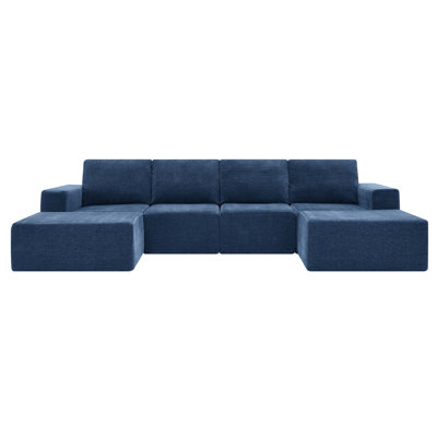 110*72" Modular U Shaped Sectional Sofa with Ottomans,Luxury Cloud Chenille Floor Couch with Deep Seat,No Assembly Required,Fully Compressed Upholster by Ivy Bronx