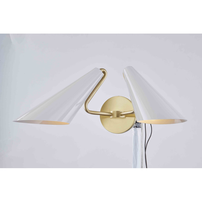Ryshon Steel Armed Sconce, Aged Brass/Dove Gray