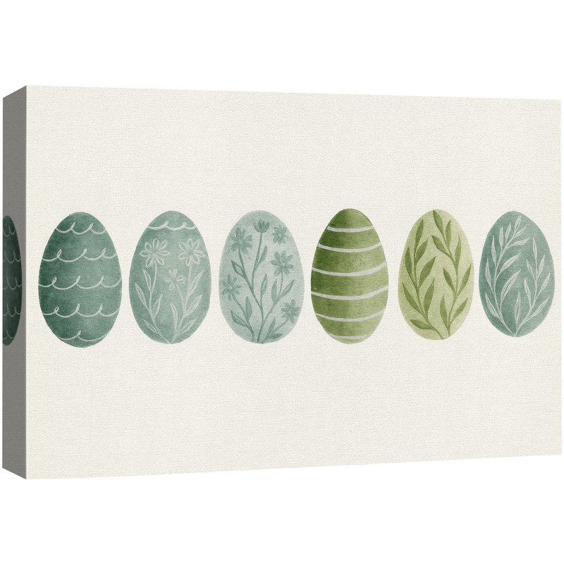 Motif d'oeufs de Pâques botanique vert minimal - très grandes photos, impression sur toile encadrée, H 12 po x l 18 po