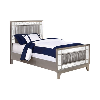 Knarik Panel Bed with Mirrored Accents Mercury Metallic -  Rosdorf Park, AC1613A72AD0405D9A37A49690A2D23F