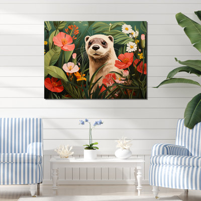 Loutre ludique en fleurs tropicales I - art de la loutre