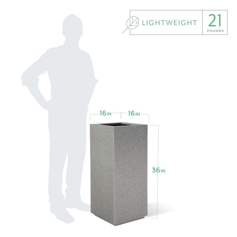 Kensington Tall Planter, Gray Granite
