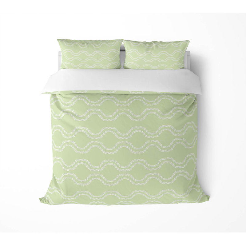 Wavy Vine Ultra-Thin Lightweight Comforter Set, Lime, Queen Comforter + 2 Standard Pillowcases