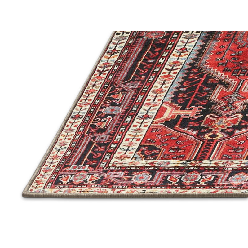 Tapis rouge/vert traditionnel Yayla, Rectangle 2 pi x 5 pi
