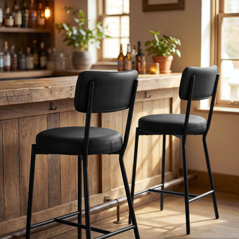 Altamonte 15.75 Wide Counter Stool, Black PU