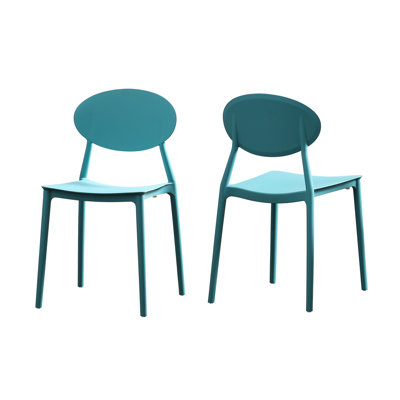 Chaise en polypropylène sarcelle (2) sarcelle, et sièges d'extérieur attrayants pour patio et cour arrière, conception Mid-Century de 2 chaises, polypropylène, style séduisant