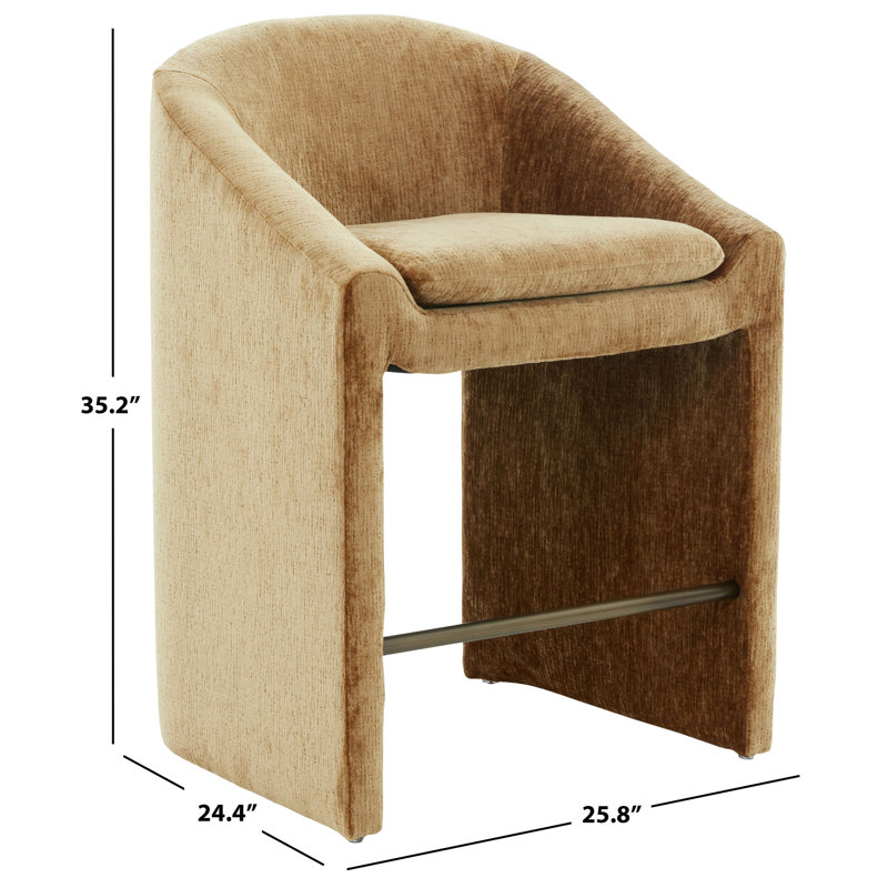 Kagan Chenille Counter Stool, Counter Stool (26.8" Seat Height), Amber