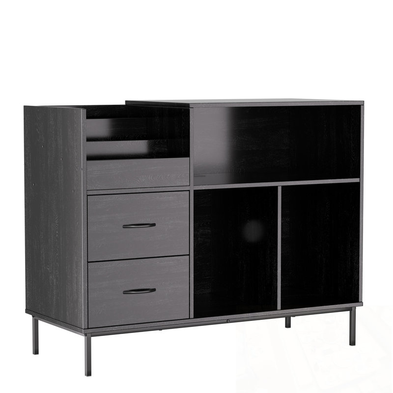 Cutright with 2 drawers and open shelf, Black