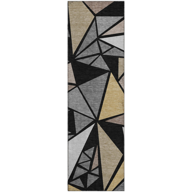 Premium Machine Washable Ketterer AMF1039 Geometric Rug, Runner 2'3" x 7'6"