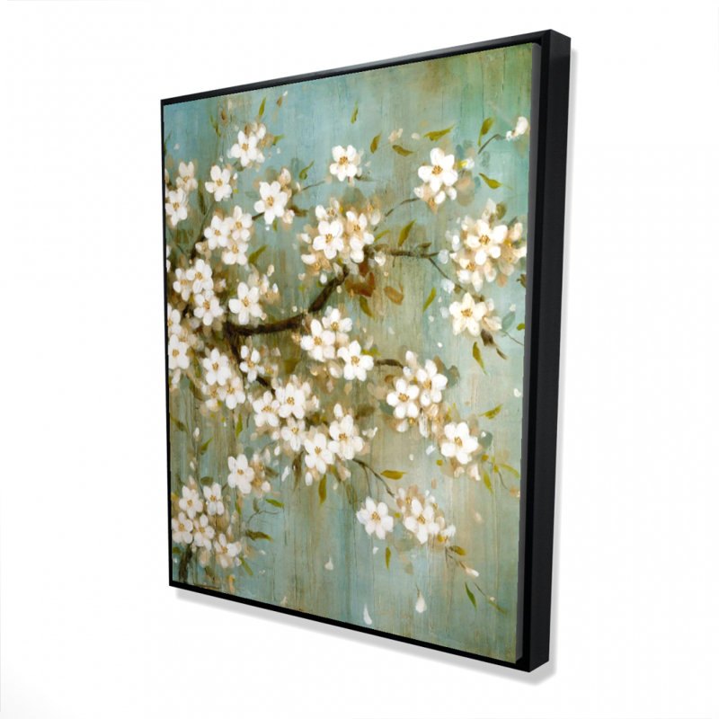 White Cherry Blossom Print On Canvas