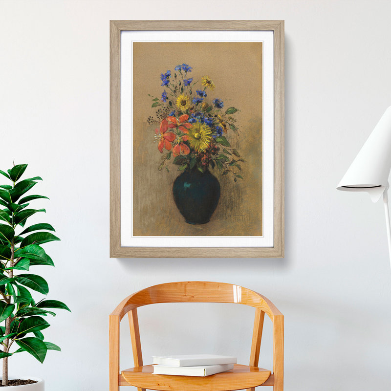 Vase of Flowers Vol.2 by Odilon Redon - Picture Frame Painting, 36cm H x 27cm W x 2cm D, Oak Framed