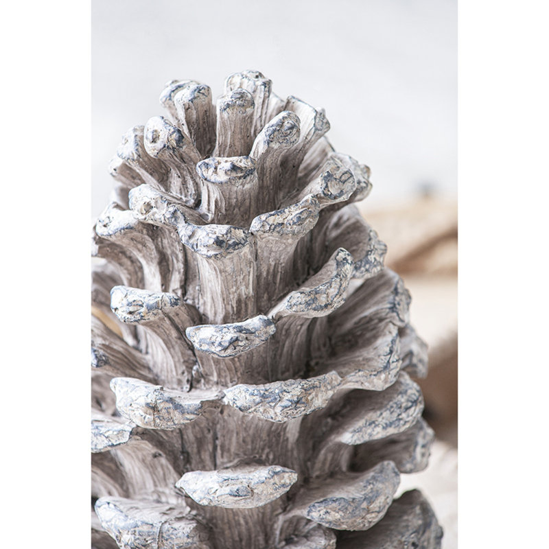 Set Of 2 Pinecone Table Decor, Small: D7x10.5", Large: D7x14", 2, 14.25" H x 7.15" W x 7.15" D