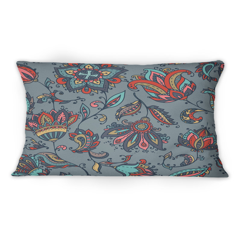 Coussin décoratif rouge à motif cachemire rouge 12 po x 20 po