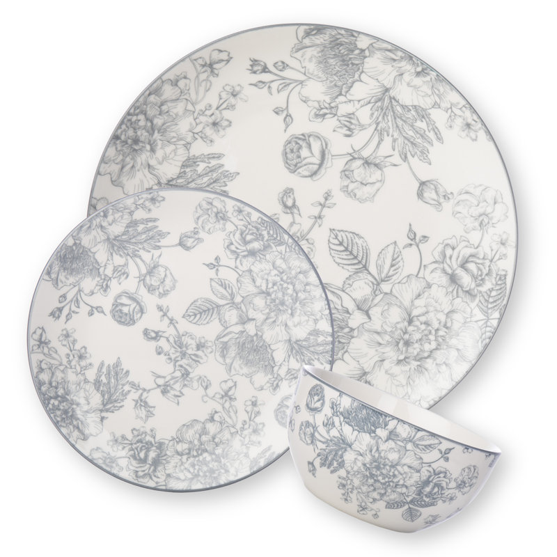 White Porcelain 12 Piece Dinnerware Set, Service for 4