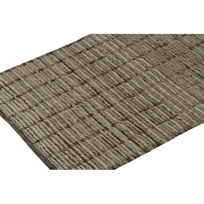 Wool Striped Area Rug in Brown/Gray
