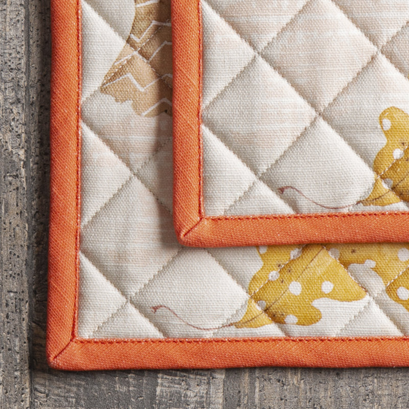 Maison d'Hermine Couleurs d'automne, ensemble de maniques 100 % coton - 20 x 20 cm