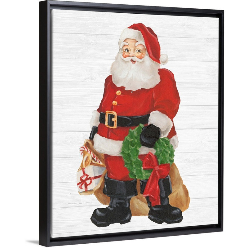 " Nostalgic Santa I " by Ethan Harper Painting Print, Black Framed, 22" H x 18" W x 1.75" D