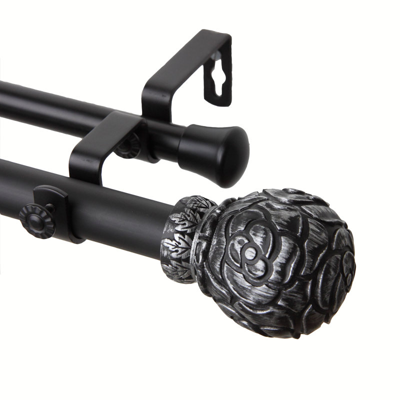 Tringle à rideaux double Desouza, Noir, H 1 po x l 240 po x P 6,75 po
