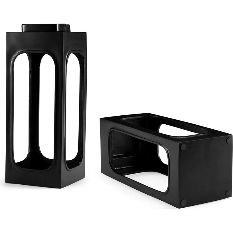 Black Aluminum Farmhouse Hanging Candle Lantern Set