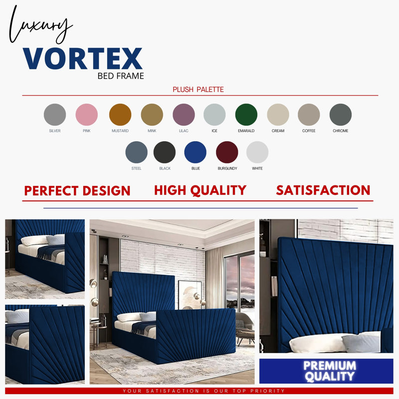 Buckingham Chesterfield Velvet Upholstered Bed Frame - Deep Button, Sprung Slats, Blue, Double (4'6)