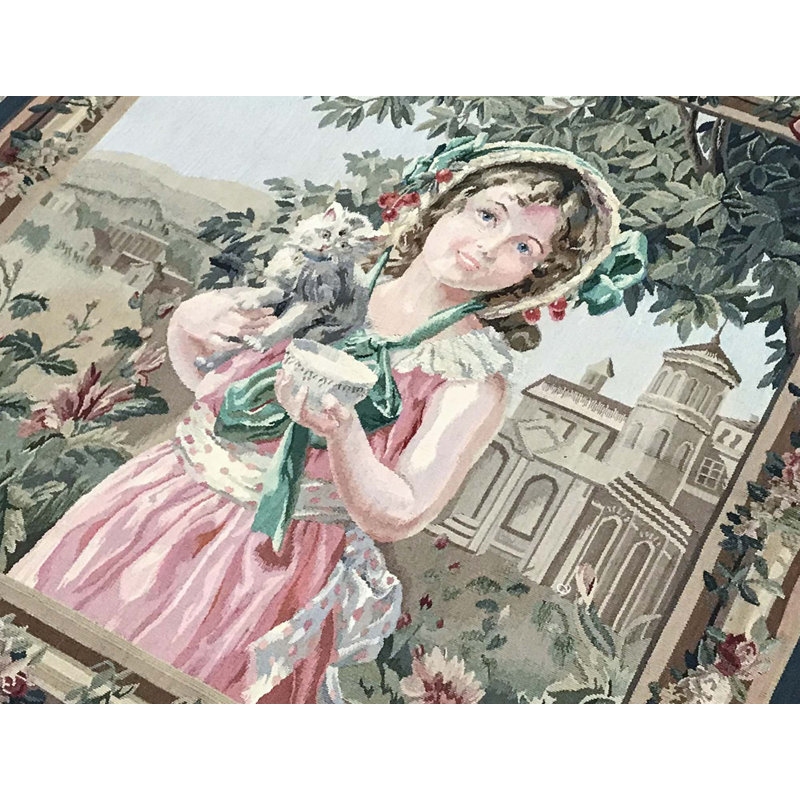 Hand-Knotted High-Quality Green and Pink Area Rug