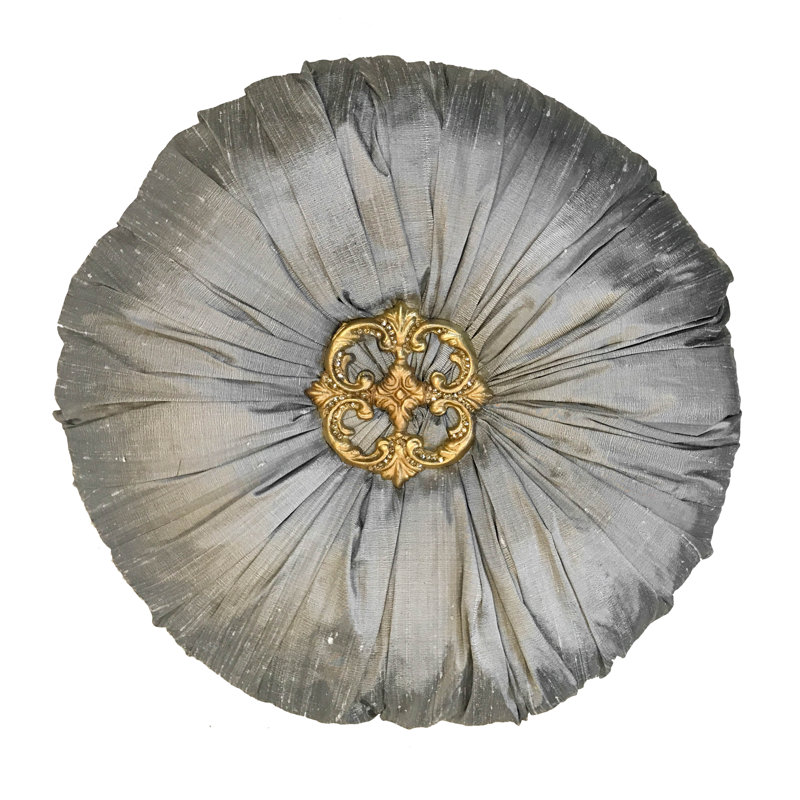 Mona Round Pillow Cover & Insert, Silver