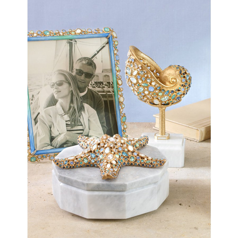 Bejeweled Collection Metal Picture Frame, 8" x 10", Blue