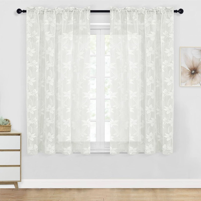 Rideaux transparents avec passe-tringle 2 panneaux