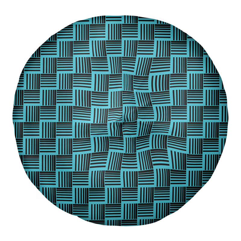 Coussin de sol classique à rayures Baskettressées, 26 po x 26 po, Bleu sarcelle/noir